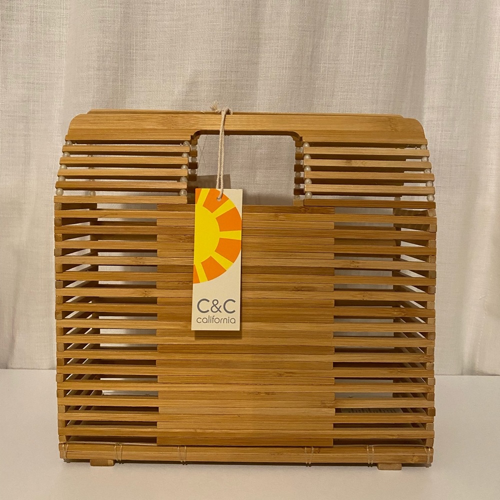 Bamboo square clutch handbag